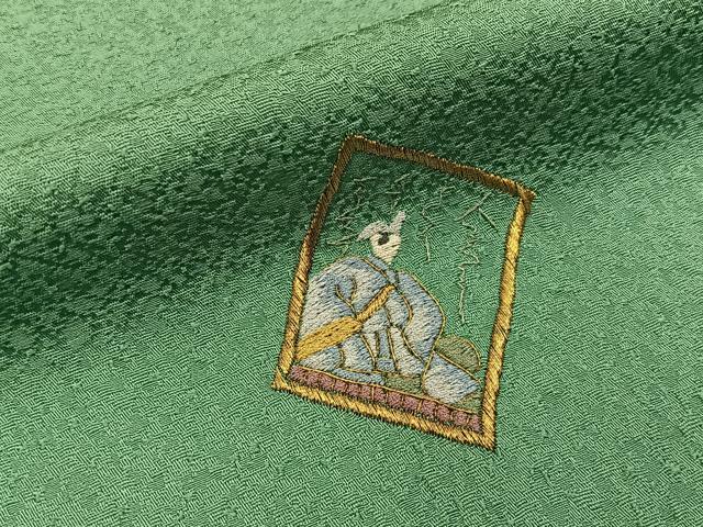 平和屋着物■豪華色留袖　総刺繍　百人一首　金糸　正絹　逸品　BAAY3621hj