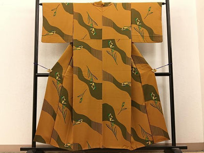 平和屋着物■上質な小紋　チューリップ　正絹　逸品　BAAY3622hj