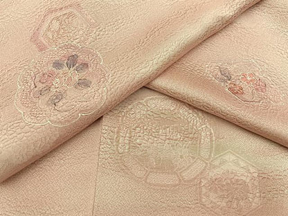 平和屋着物●上質な小紋　地紋起こし　花絵皿　暈し染め　正絹　逸品　BAAY3624hj