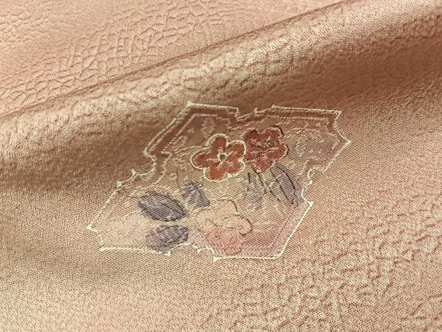 平和屋着物●上質な小紋　地紋起こし　花絵皿　暈し染め　正絹　逸品　BAAY3624hj