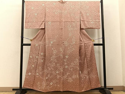 平和屋着物●訪問着　総絞り　枝花文　正絹　逸品　BAAY3626hj