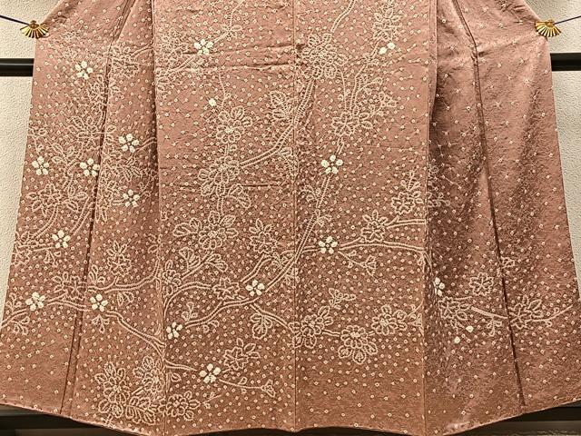 平和屋着物●訪問着　総絞り　枝花文　正絹　逸品　BAAY3626hj