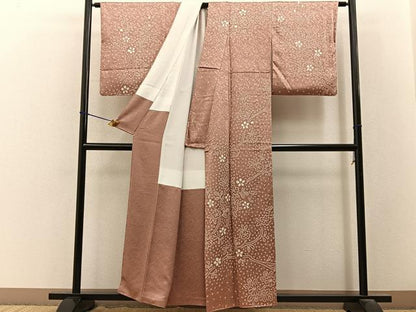 平和屋着物●訪問着　総絞り　枝花文　正絹　逸品　BAAY3626hj