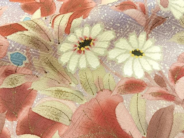 平和屋着物■訪問着　手描き　草花文　金彩　正絹　逸品　BAAY3627hj
