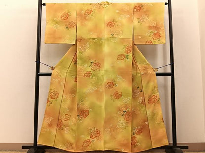 平和屋着物●上質な小紋　手描き　地紋起こし　草花文　暈し染め　正絹　逸品　BAAY3628hj
