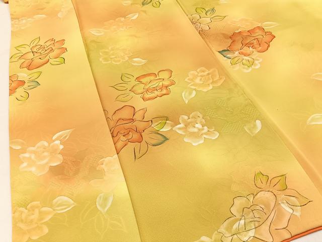 平和屋着物●上質な小紋　手描き　地紋起こし　草花文　暈し染め　正絹　逸品　BAAY3628hj