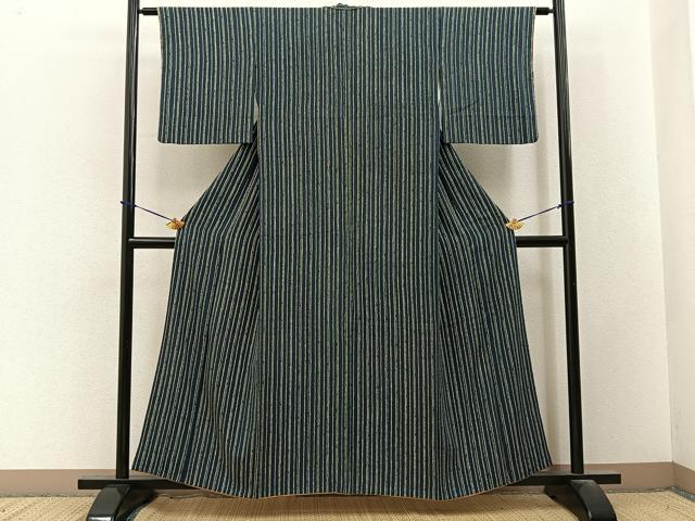 平和屋着物■上質な小紋　変わり縞　正絹　逸品　BAAY3629hj