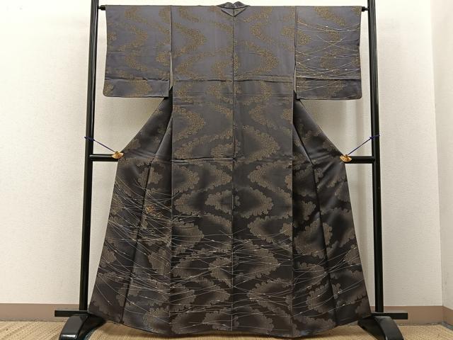 平和屋着物●訪問着　駒刺繍　菱花文　金彩　金通し地　正絹　逸品　BAAY3630hj
