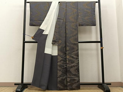 平和屋着物●訪問着　駒刺繍　菱花文　金彩　金通し地　正絹　逸品　BAAY3630hj