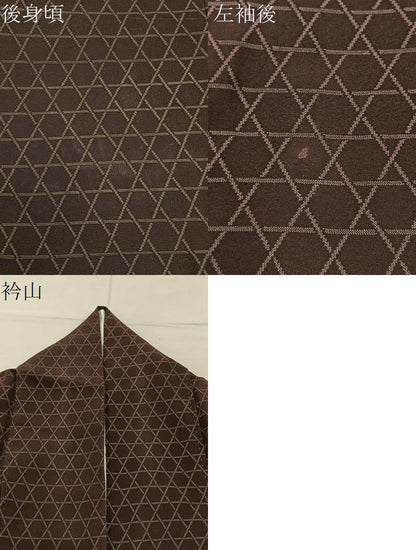 平和屋着物●訪問着　刺繍　撫子　籠目文様　正絹　逸品　BAAY3633hj
