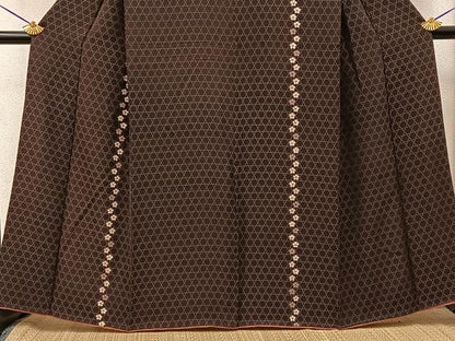 平和屋着物●訪問着　刺繍　撫子　籠目文様　正絹　逸品　BAAY3633hj