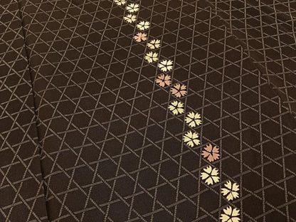 平和屋着物●訪問着　刺繍　撫子　籠目文様　正絹　逸品　BAAY3633hj