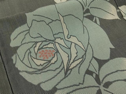 平和屋着物●上質な紬　薔薇　正絹　逸品　BAAY3634hj