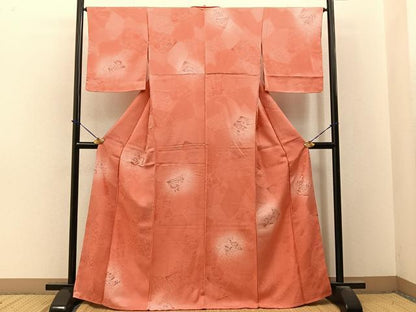 平和屋着物●上質な小紋　地紋起こし　切嵌花文　暈し染め　正絹　逸品　未使用　BAAY3636hj