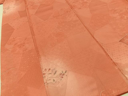 平和屋着物●上質な小紋　地紋起こし　切嵌花文　暈し染め　正絹　逸品　未使用　BAAY3636hj