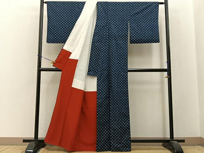 平和屋着物■上質な紬　あられ文様　正絹　逸品　BAAY3637hj