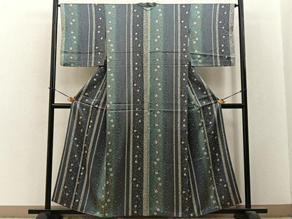 平和屋着物■上質な小紋　桔梗　暈し染め　正絹　逸品　BAAY3638hj