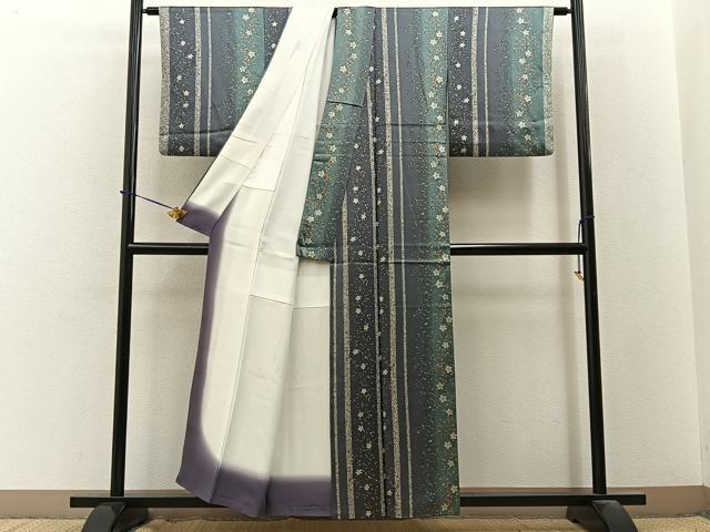 平和屋着物■上質な小紋　桔梗　暈し染め　正絹　逸品　BAAY3638hj