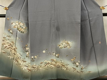 平和屋着物■京友禅作家　外池雅峰　色留袖　駒刺繍　松竹梅花文　暈し染め　金彩　正絹　逸品　BAAY3639hj