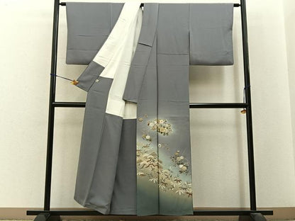 平和屋着物■京友禅作家　外池雅峰　色留袖　駒刺繍　松竹梅花文　暈し染め　金彩　正絹　逸品　BAAY3639hj