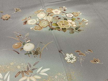 平和屋着物■京友禅作家　外池雅峰　色留袖　駒刺繍　松竹梅花文　暈し染め　金彩　正絹　逸品　BAAY3639hj