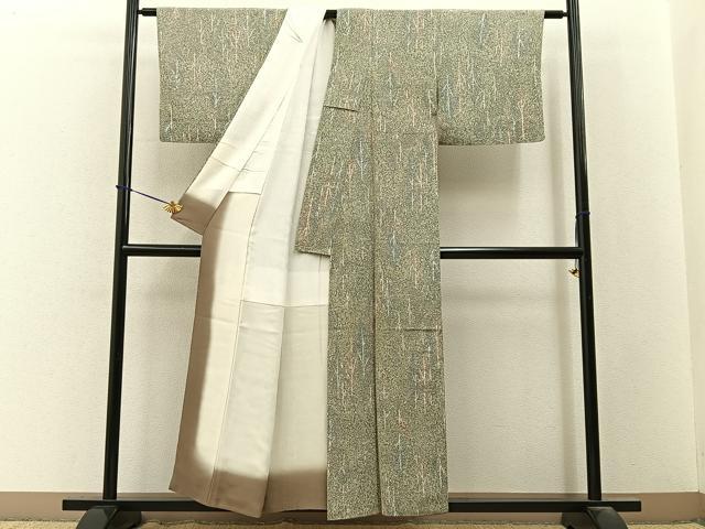 平和屋着物■上質な小紋　樹林文　正絹　逸品　BAAY3644hj