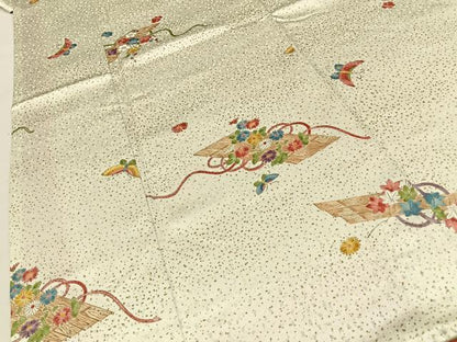 平和屋着物■上質な小紋　花筏　金彩　正絹　逸品　BAAY3645hj