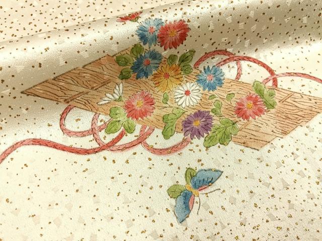 平和屋着物■上質な小紋　花筏　金彩　正絹　逸品　BAAY3645hj