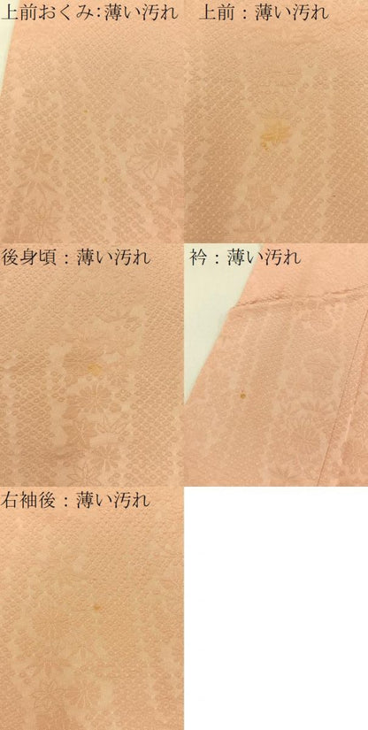 平和屋着物■上質な色無地　鹿の子花地紋　洒落柿色　正絹　逸品　BAAY3649hj