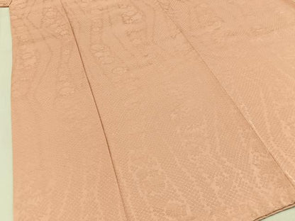 平和屋着物■上質な色無地　鹿の子花地紋　洒落柿色　正絹　逸品　BAAY3649hj