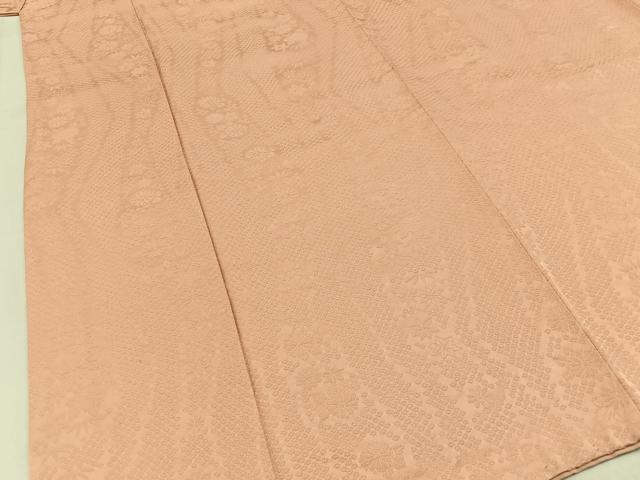 平和屋着物■上質な色無地　鹿の子花地紋　洒落柿色　正絹　逸品　BAAY3649hj