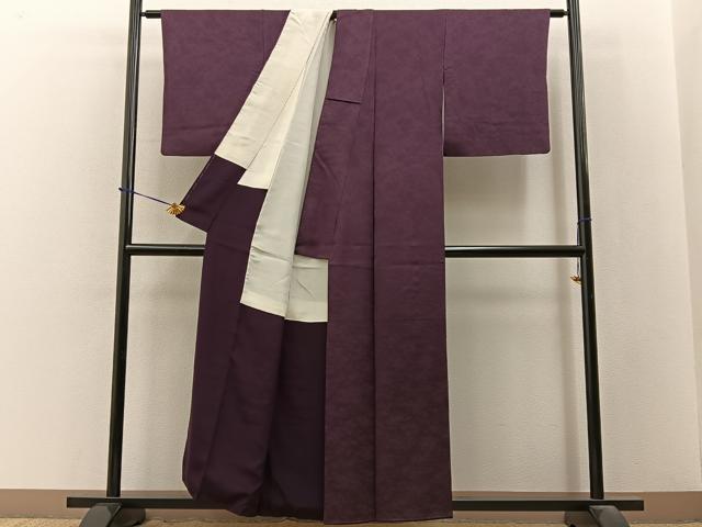 平和屋着物■上質な色無地　霞地紋　似せ紫色　正絹　逸品　BAAY3651hj