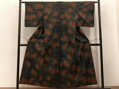 平和屋着物■本場大島紬　枝花文　正絹　逸品　BAAY3653hj