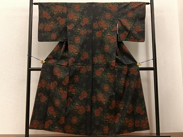 平和屋着物■本場大島紬　枝花文　正絹　逸品　BAAY3653hj