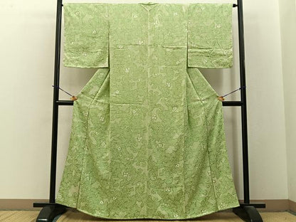 平和屋着物●上質な小紋　総絞り　草花文　正絹　逸品　未使用　BAAY3657hj