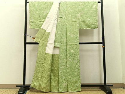 平和屋着物●上質な小紋　総絞り　草花文　正絹　逸品　未使用　BAAY3657hj