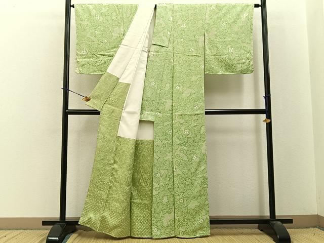 平和屋着物●上質な小紋　総絞り　草花文　正絹　逸品　未使用　BAAY3657hj