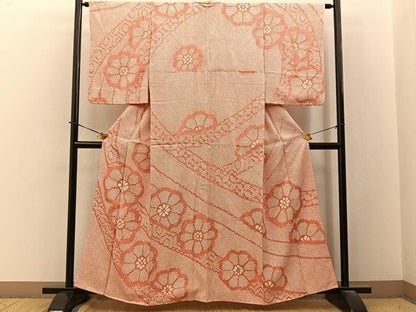 平和屋着物●訪問着　総絞り　舞花文　正絹　逸品　BAAY3659hj