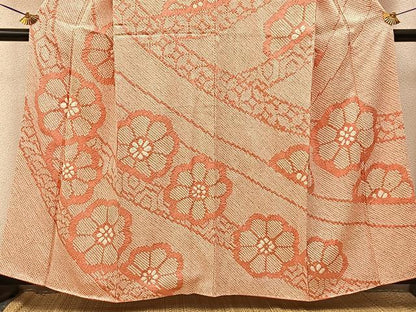 平和屋着物●訪問着　総絞り　舞花文　正絹　逸品　BAAY3659hj