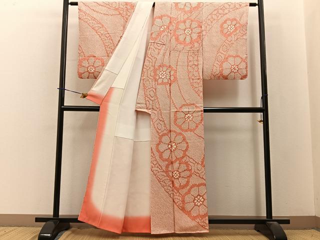 平和屋着物●訪問着　総絞り　舞花文　正絹　逸品　BAAY3659hj