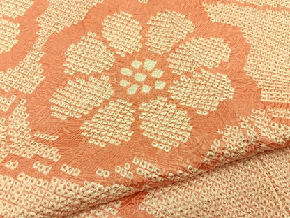 平和屋着物●訪問着　総絞り　舞花文　正絹　逸品　BAAY3659hj