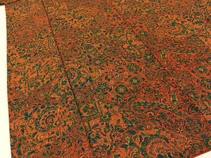 平和屋着物■上質な小紋　孔雀更紗花文　正絹　逸品　BAAY3662hj