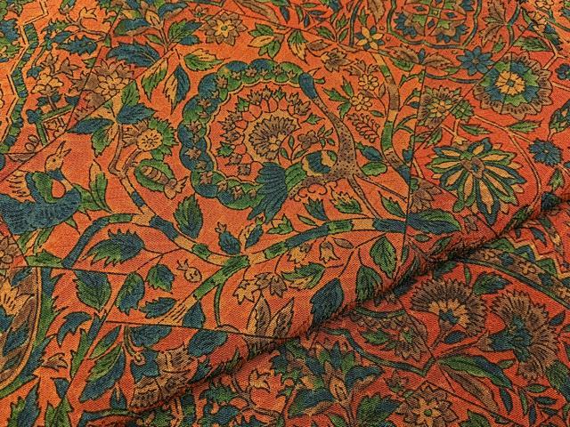 平和屋着物■上質な小紋　孔雀更紗花文　正絹　逸品　BAAY3662hj