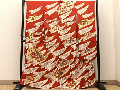 平和屋着物■豪華振袖 駒刺繍 渡船花文 金彩 正絹 逸品 BAAY3663hj