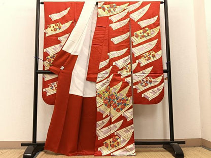 平和屋着物■豪華振袖 駒刺繍 渡船花文 金彩 正絹 逸品 BAAY3663hj