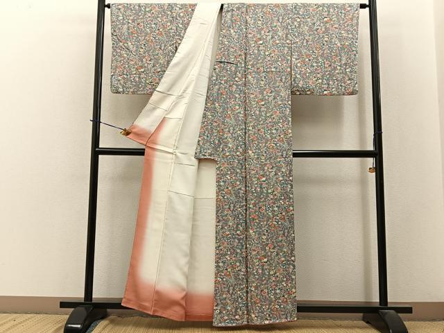 平和屋着物■上質な小紋　飾花文　正絹　逸品　BAAY3664hj