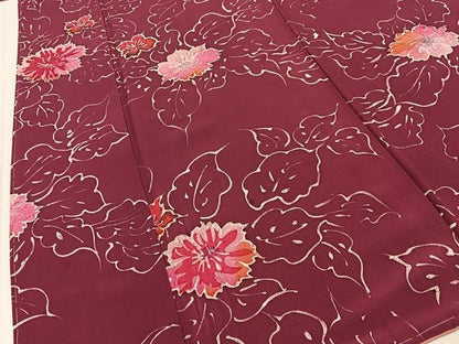 平和屋着物■上質な小紋　ろうけつ染め　草花文　正絹　逸品　未使用　BAAY3665hj