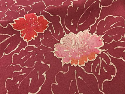平和屋着物■上質な小紋　ろうけつ染め　草花文　正絹　逸品　未使用　BAAY3665hj