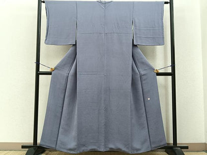 平和屋着物●上質な色無地　作家物　薄鼠色　鬼しぼ縮緬　反端付き　正絹　逸品　BAAY3666hj