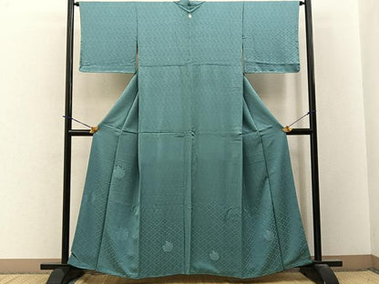 平和屋着物■豪華色留袖　色無地　舞蝶地紋　薄青色　正絹　逸品　BAAY3667hj